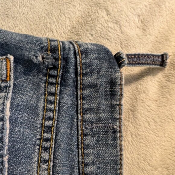 GAP JEANS Womens 12 L Long 12L Denim Blue Flare 1969 Distressed Stretch Long & - Picture 7 of 9